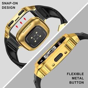 MioHHR Stainless Steel Case and Band Compatible with Fitbit Versa 4/3/2/Lite/...